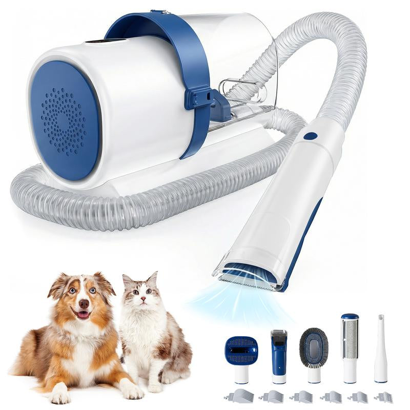 Sweetcrispy Universal Cordless Pet Grooming Vacuum Kit – Low Noise Dog Clippers with Detachable Blades, 3-Mode Hair Suction, and 5 Essential Grooming Tools – Perfect for Cats and Dogs!