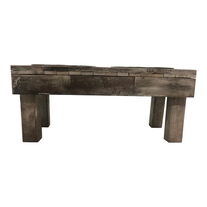 Elevated Double Bowl Pet Feeder, Brown Wash