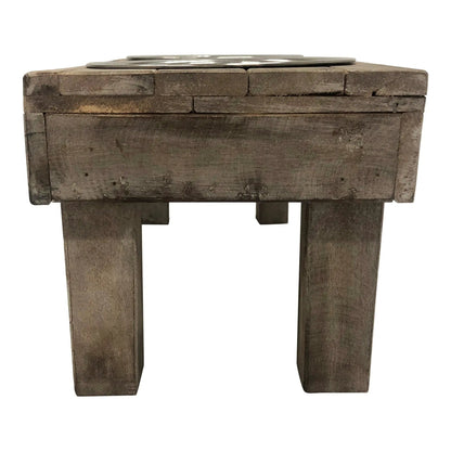 Elevated Double Bowl Pet Feeder, Brown Wash