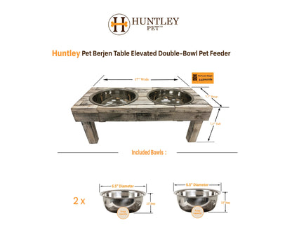 Elevated Double Bowl Pet Feeder, Brown Wash